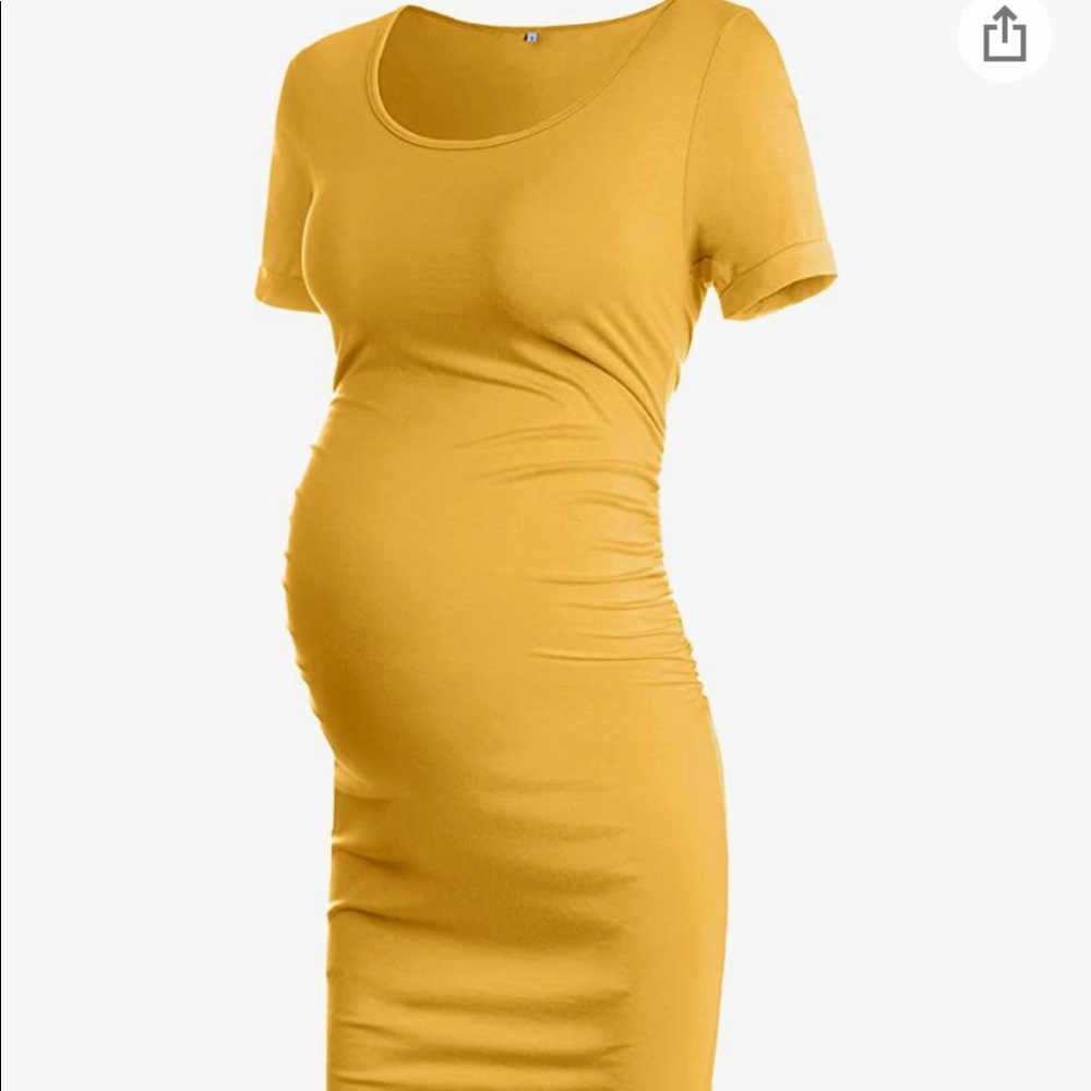 Solid Color Maternity Dress Ruched Side Bodycon Dress